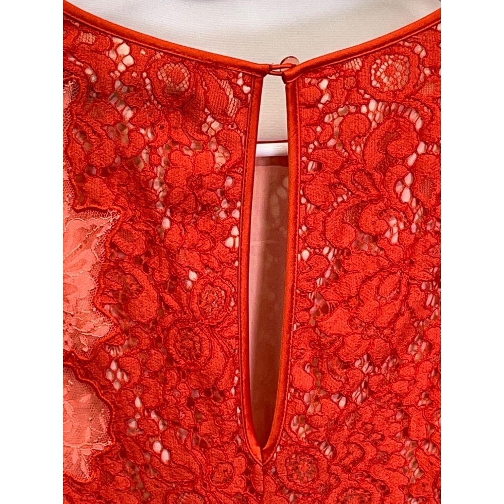 Karen Millen Womans Orange‎ Lace Applique Floral Patchwork Sheath Dress 8 - Picture 6 of 11